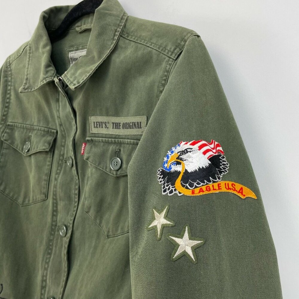Levis Womens Green Military Jacket Patch Size Sma… - image 1